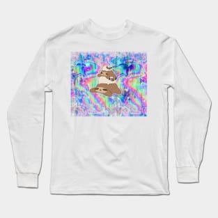 Sloth and Pug Stack Rainbow Hologram Long Sleeve T-Shirt